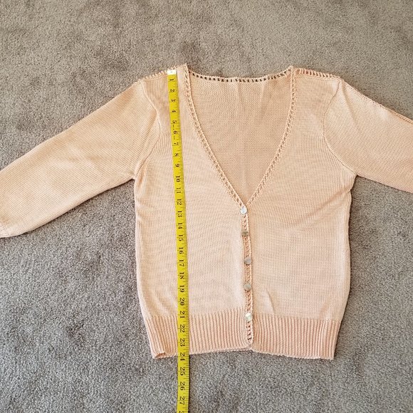 Vintage Peach Handknit Cardigan Sweater, Size S/M - Picture 10 of 14